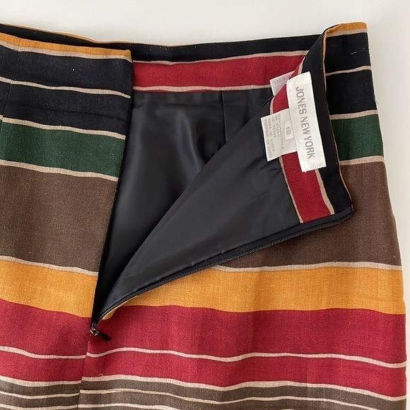 Jones New York Vintage 100% Linen Size 10 multicolored stripes lined skirt.‎ EUC - Picture 3 of 6